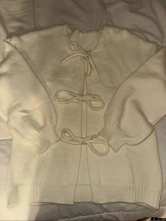 Sweaters - Women's Cream Tie-Front Knit Sweater